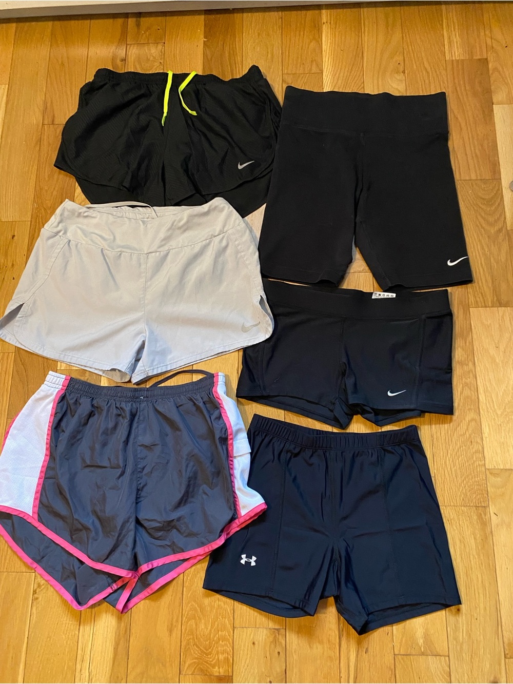 Nike ,Under Armour, Calvin Klein Shorts set of 6 size XS/S